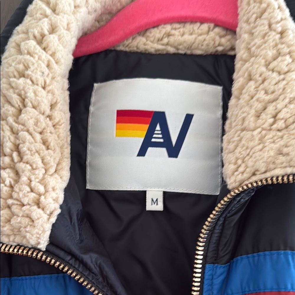 Aviator nation Black Puffer Jacket with 5 stripes size M - Picture 2 of 7